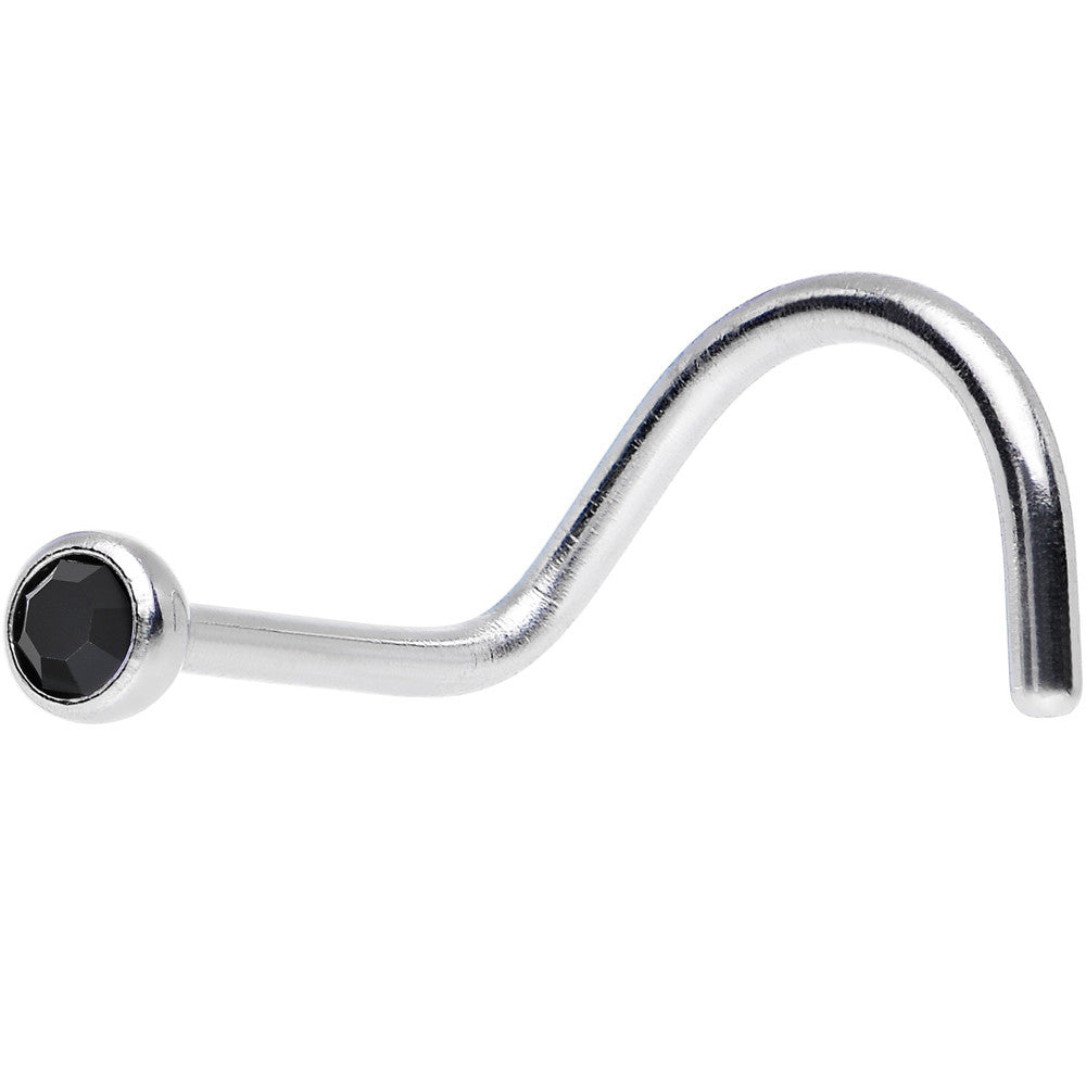 Jet Crystal Screw Nose Ring Created with Crystals