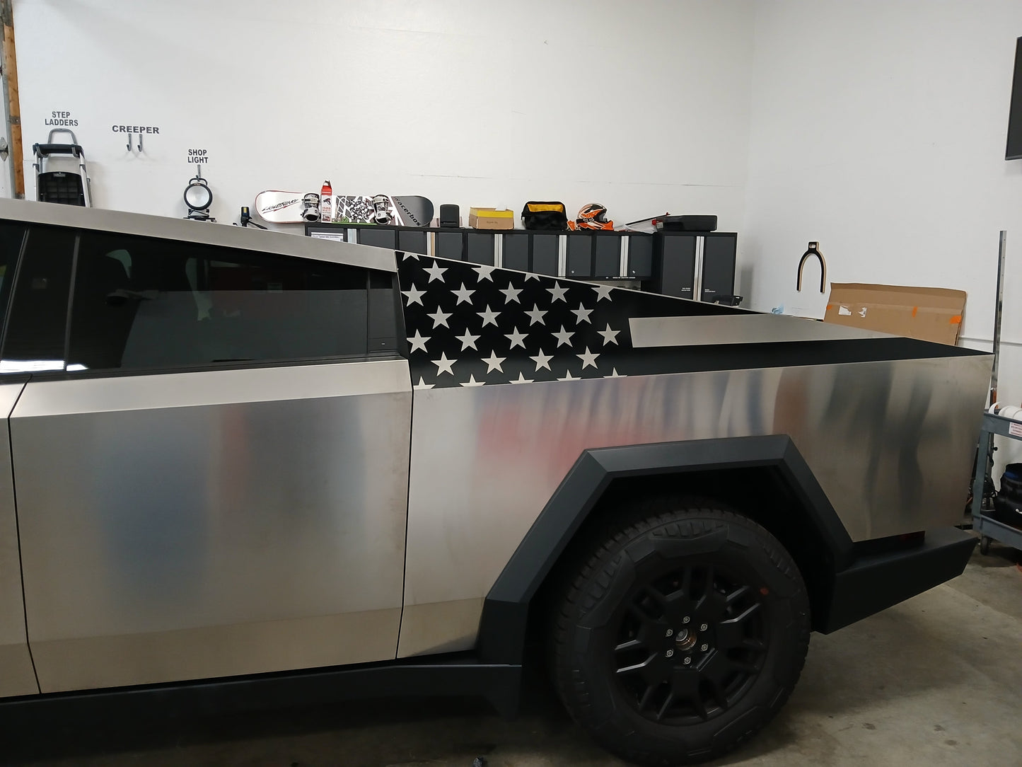 American Flag Bedside Panel Decals For The 2023-2026 Tesla Cybertruck (x2)