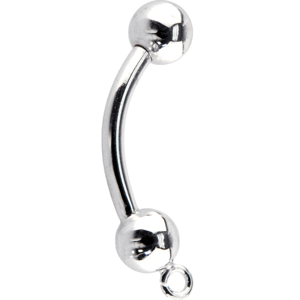 16G Solid 14k White Gold Add On Charm Belly Ring