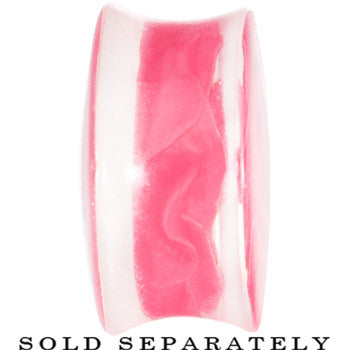7/8 Clear Acrylic Pink Floating Rose Flower Saddle Plug