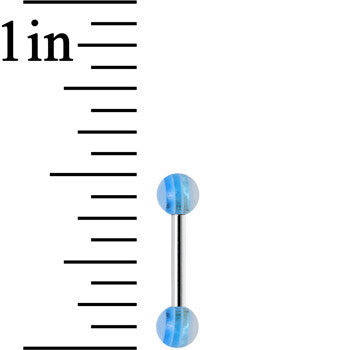 18G Acrylic Frosty Blue Stripe Straight Barbell Eyebrow Ring