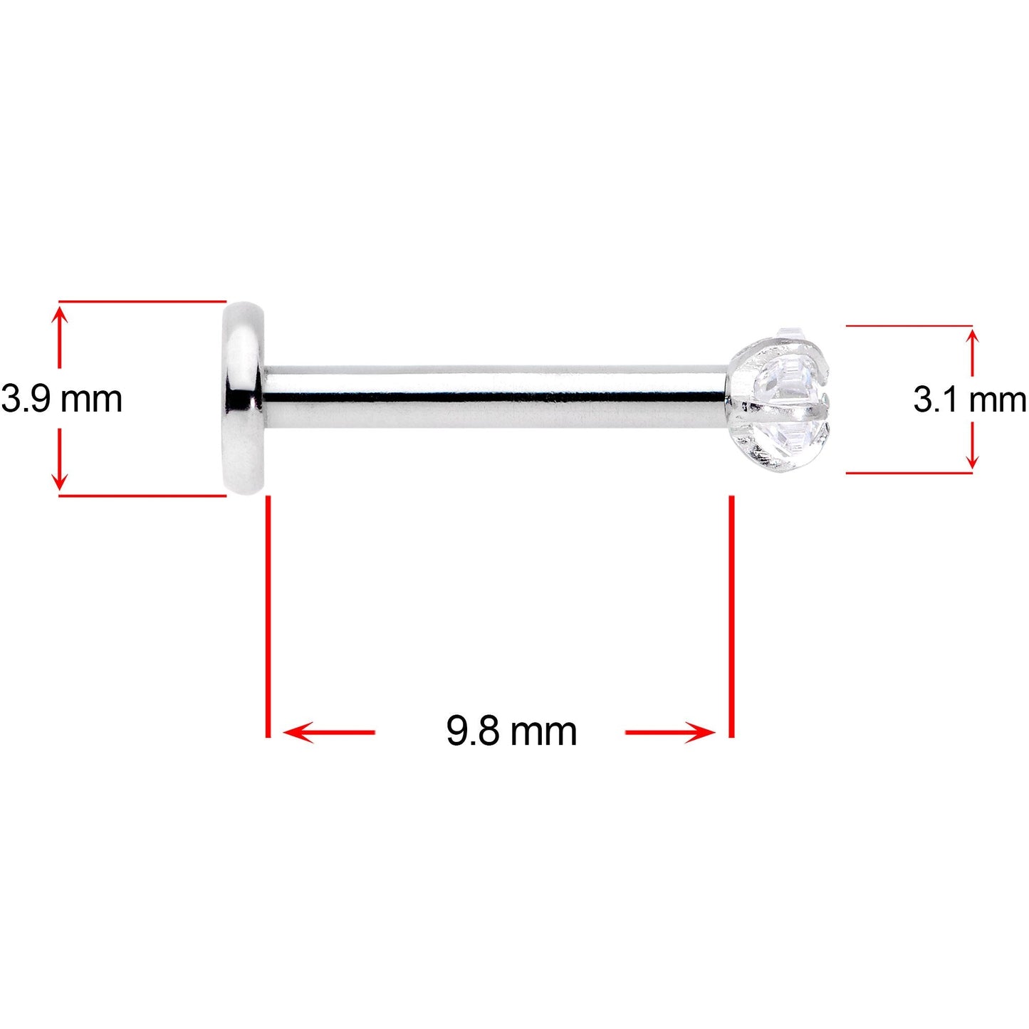 16G 3/8 Clear Black Blue Star CZ Gem Labret Tragus Set of 3