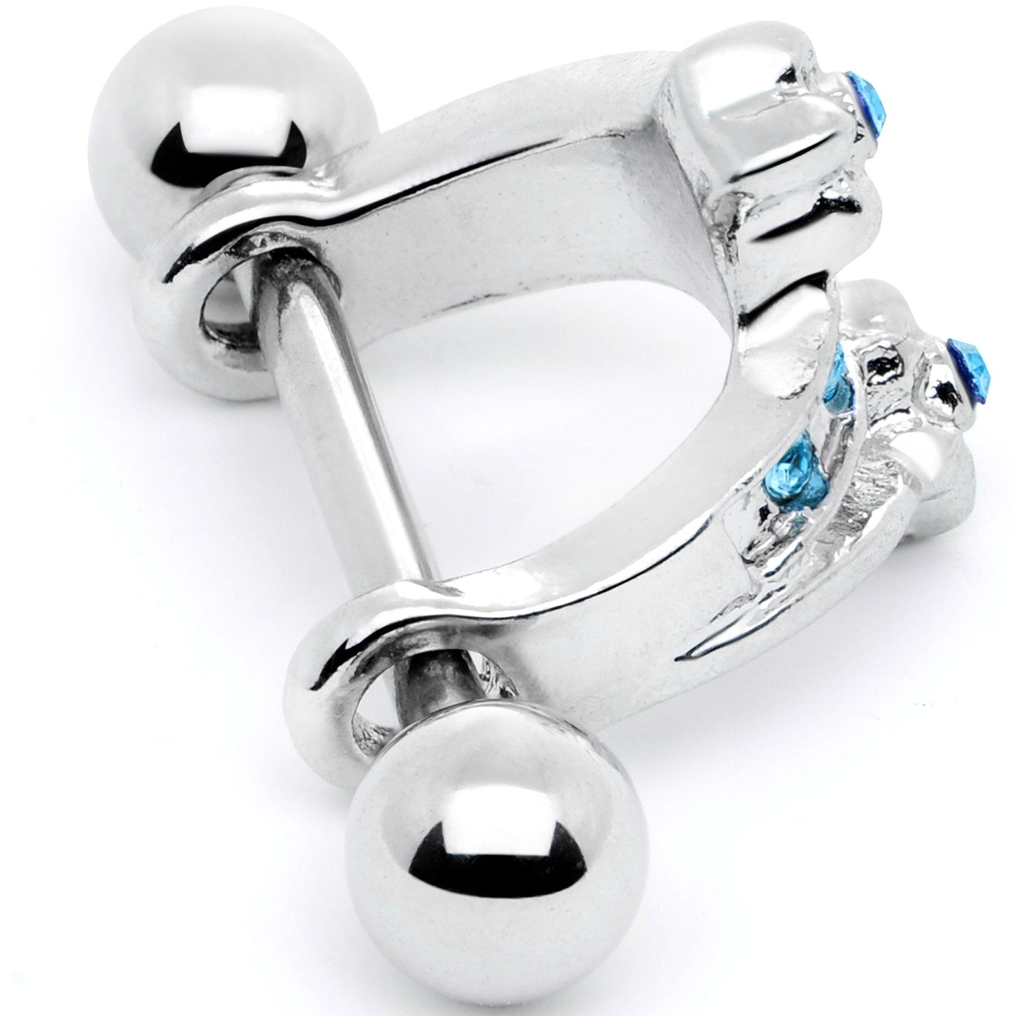 16G 1/2 Blue Gem Cross Crown Cartilage Cuff
