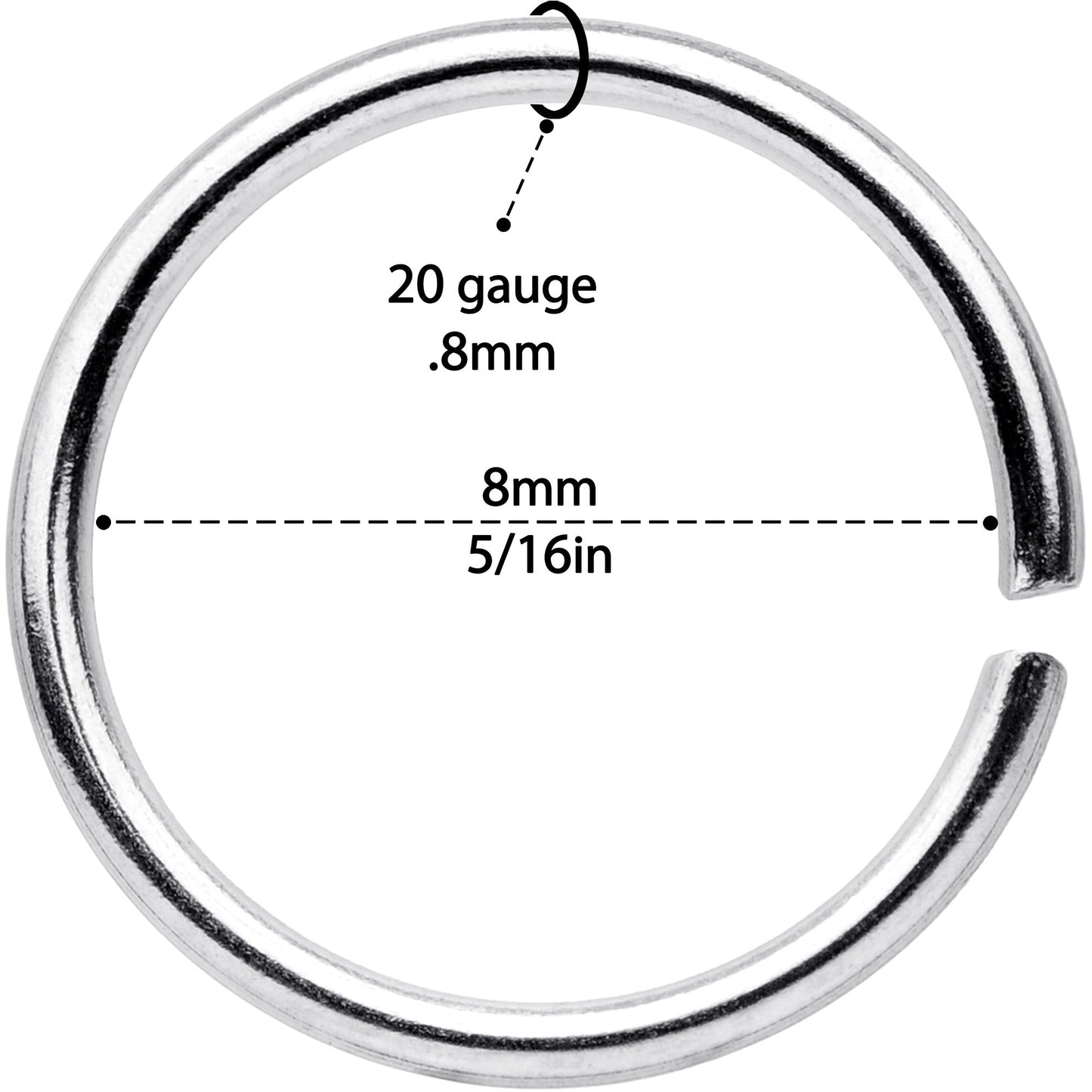 20G 5/16 Steel Rainbow Anodized Seamless Circular Ring Set of 12