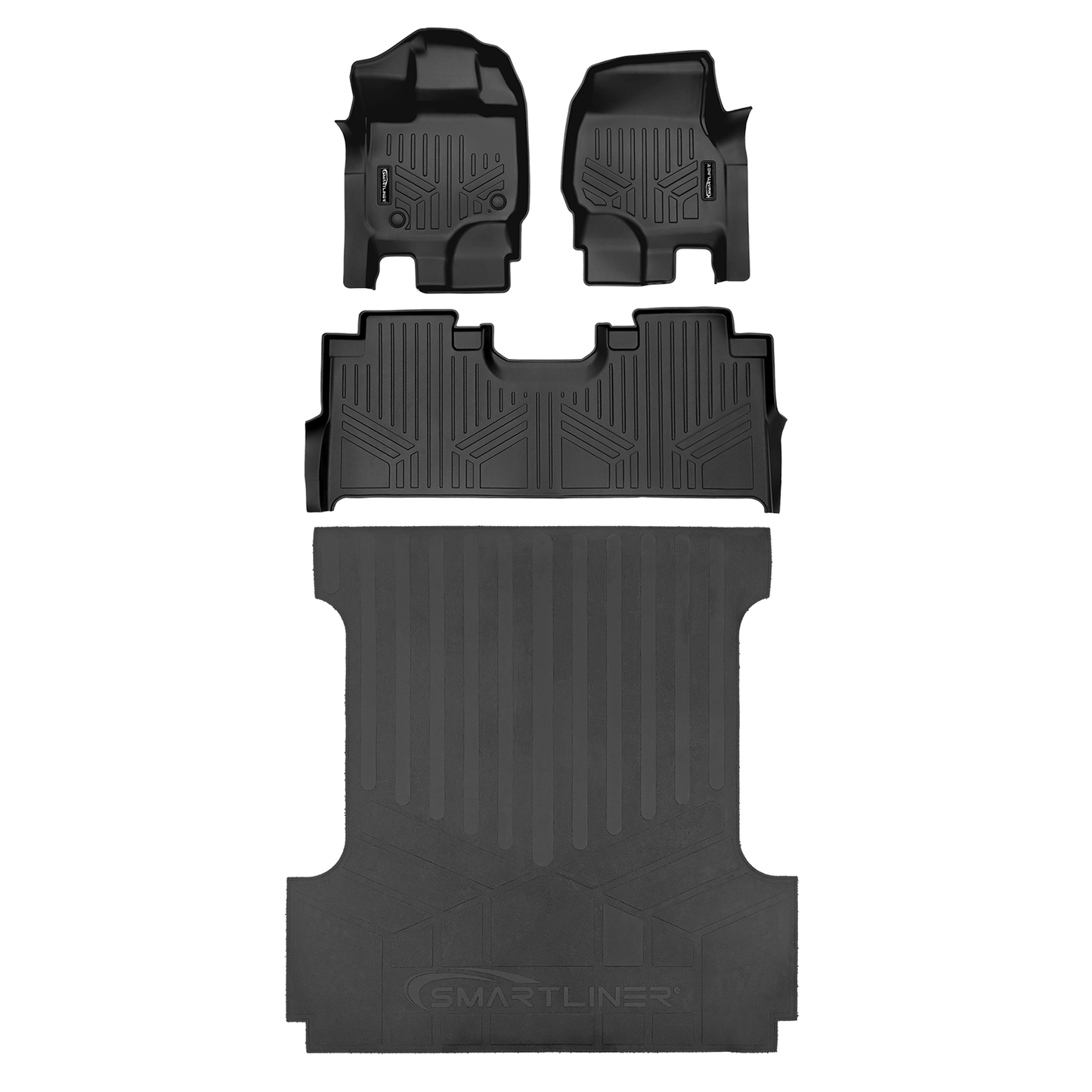 SmartCoverage™ Custom Fit Floor Liners For 2022-2025 Ford F-150 Lightning with 1st Row Bucket Seats & OEM 2nd Row Under Seat Storage
