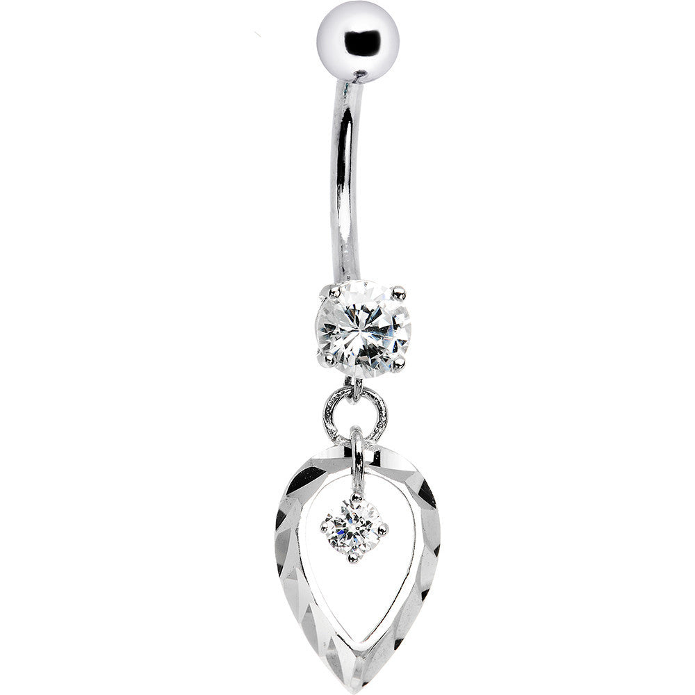 16G Solid 14k White Gold Exclusive Dangle Belly Ring