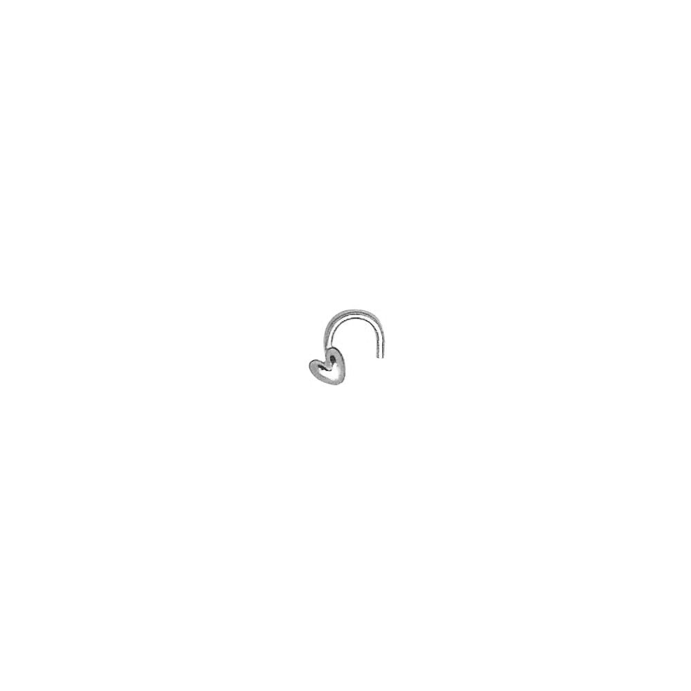 Solid 14K White Gold Heart Nose Screw Ring