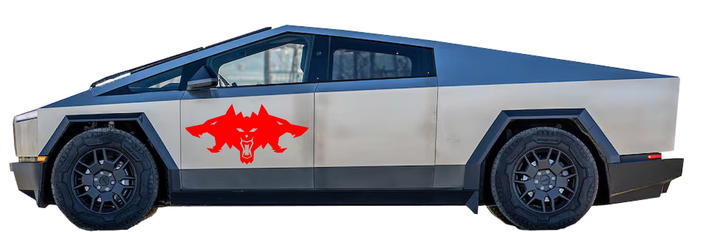 Cyberbeast Logo Door Decals For The 2023-2026 Tesla Cybertruck (x2)