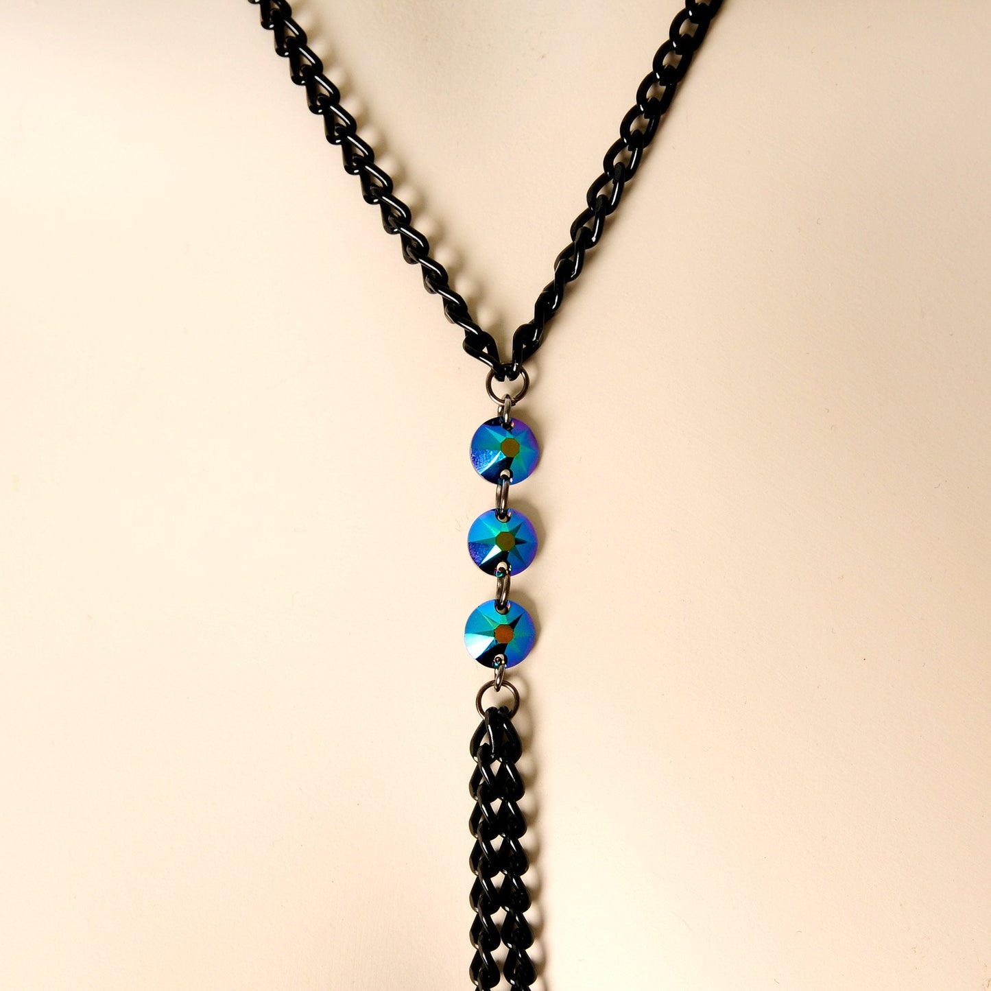 Gothic Black Necklace to Nipple Chain Created with Crystals