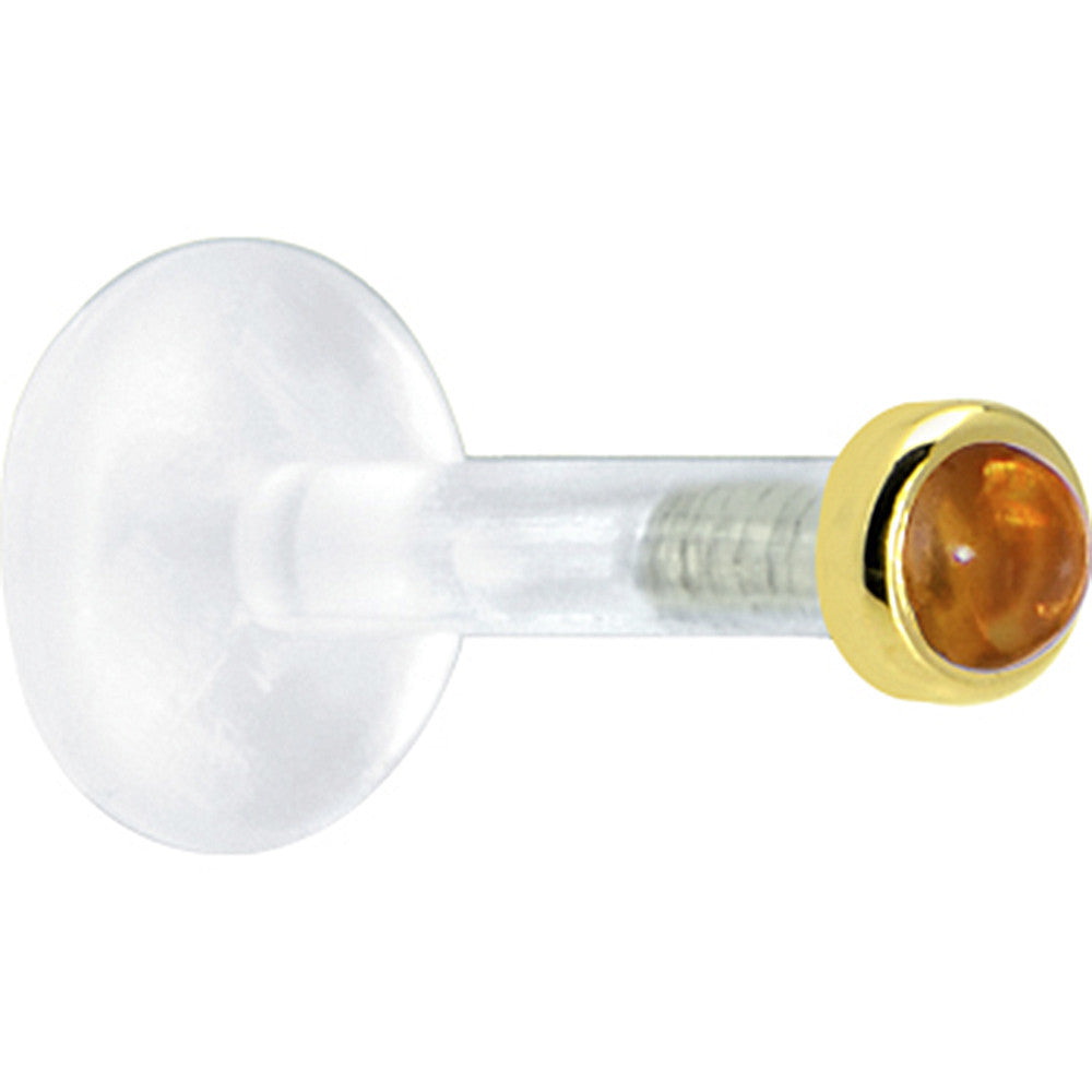 Solid 14K Yellow Gold 2mm Genuine Citrine Bioplast Push in Monroe