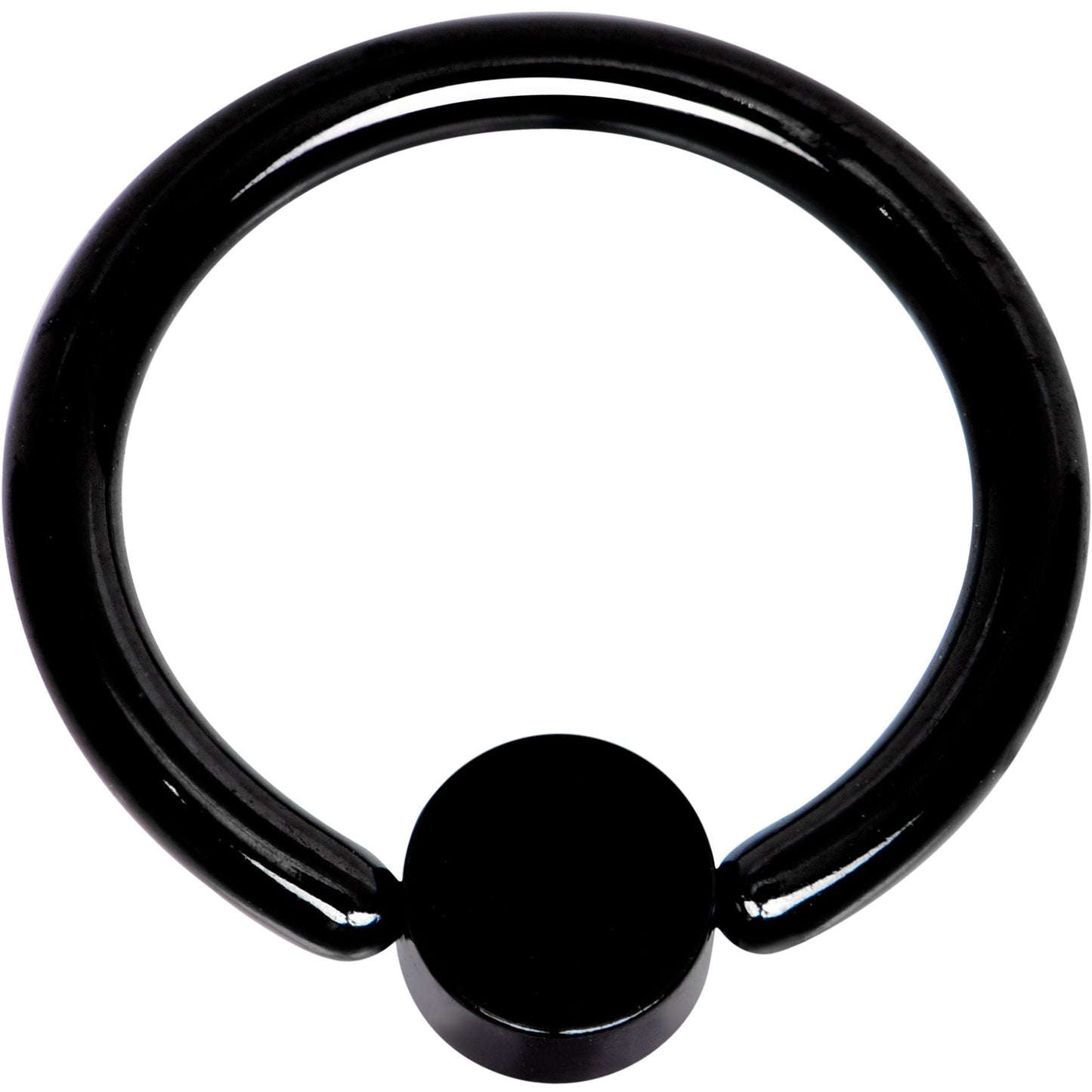 14G 3/8 Clear Gem 4mm Disc Black IP BCR Captive Ring