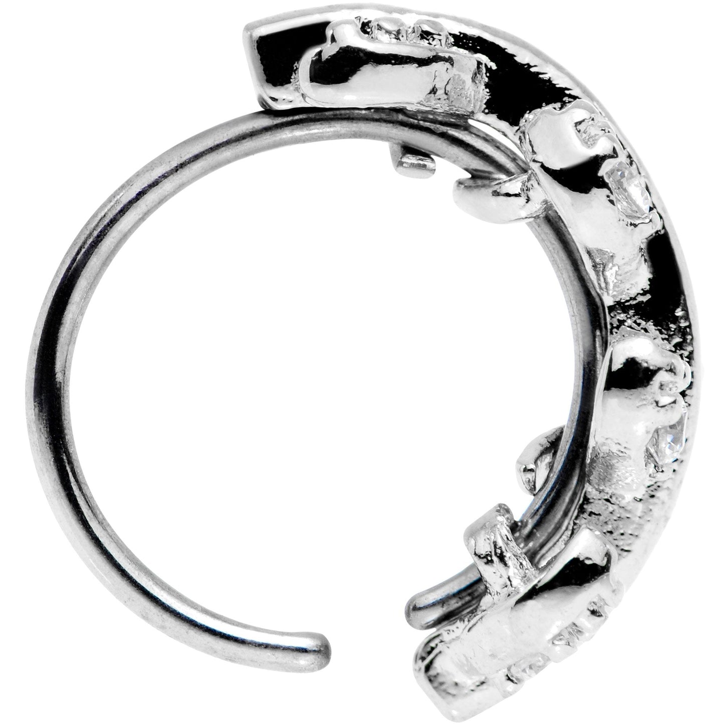 20G Clear CZ Gem Leafy Seamless Circular Ring
