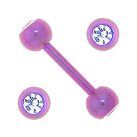 Solid Titanium Double Gem Pink Barbell 5/16-4mm