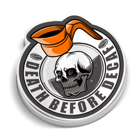 Death Before Decaf Hard Hat Sticker