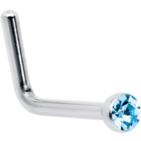 20G Stainless Steel Light Blue Gem Micro Nose Ring L-Shaped