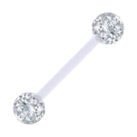 Bioplast Clear Acrylic Ball Glitter Barbell Tongue Ring