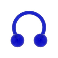 14G 3/8 Bioplast Electric Blue Barbell Circular Horseshoe