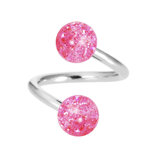 Pink Glitter Spiral Twister Belly Ring