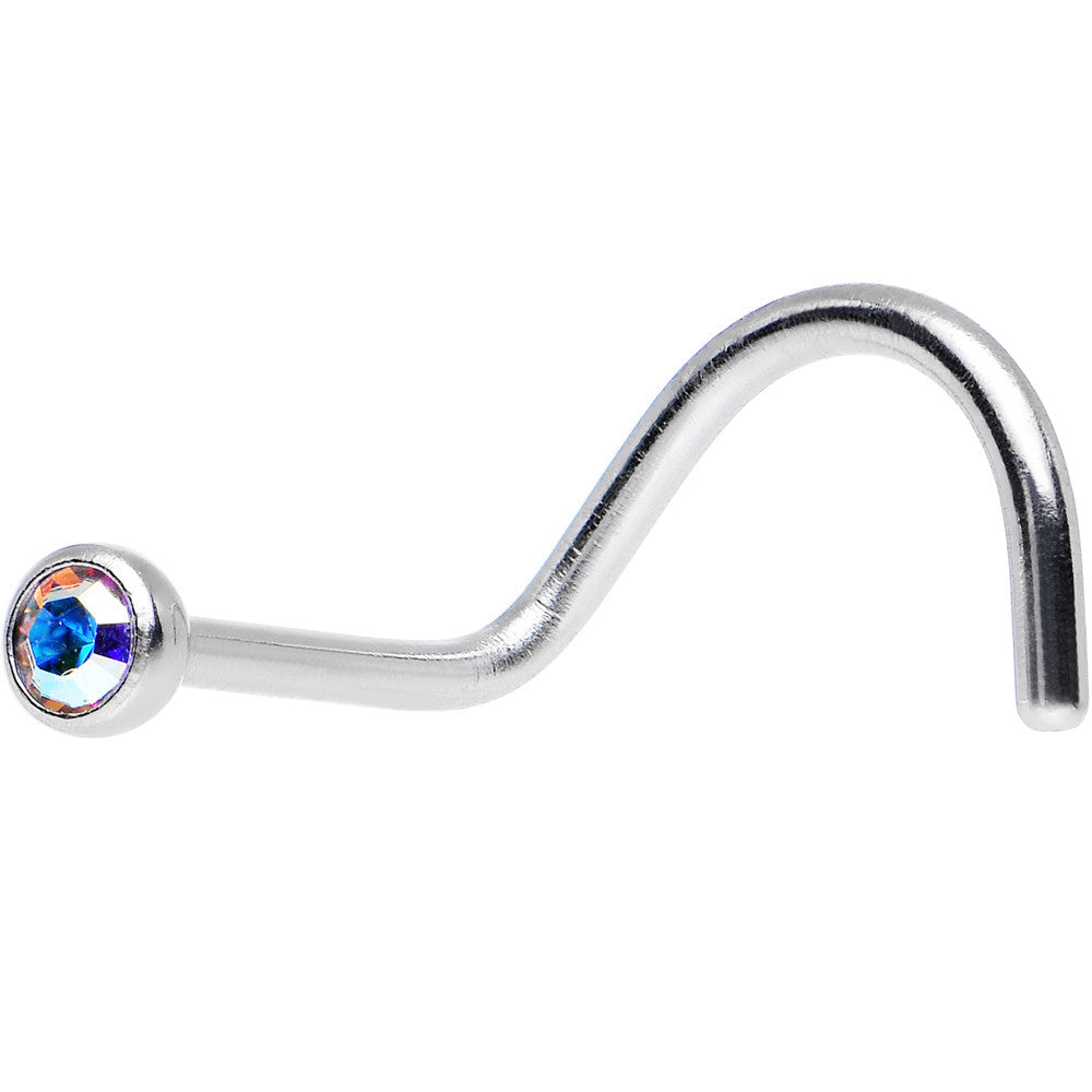 Crystal Aurora Crystal Screw Nose Ring Created with Crystals