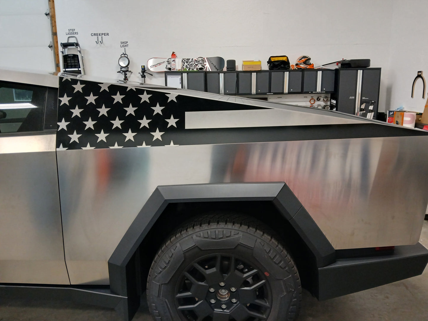 American Flag Bedside Panel Decals For The 2023-2026 Tesla Cybertruck (x2)