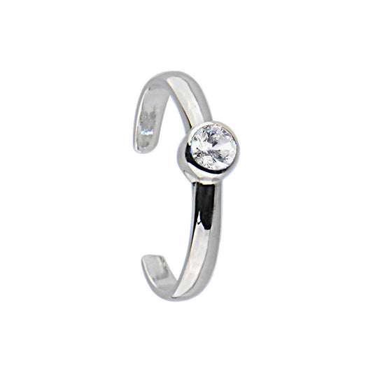 Sterling Silver 925 Cubic Zirconia Glamour Solitaire Toe Ring