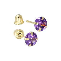 Solid 14k Yellow Gold .47 Carat Cubic Zirconia FEBRUARY Birthstone Earrings