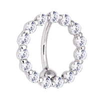 16G Solid 14k White Gold Reverse Zirconia Circle Belly Ring