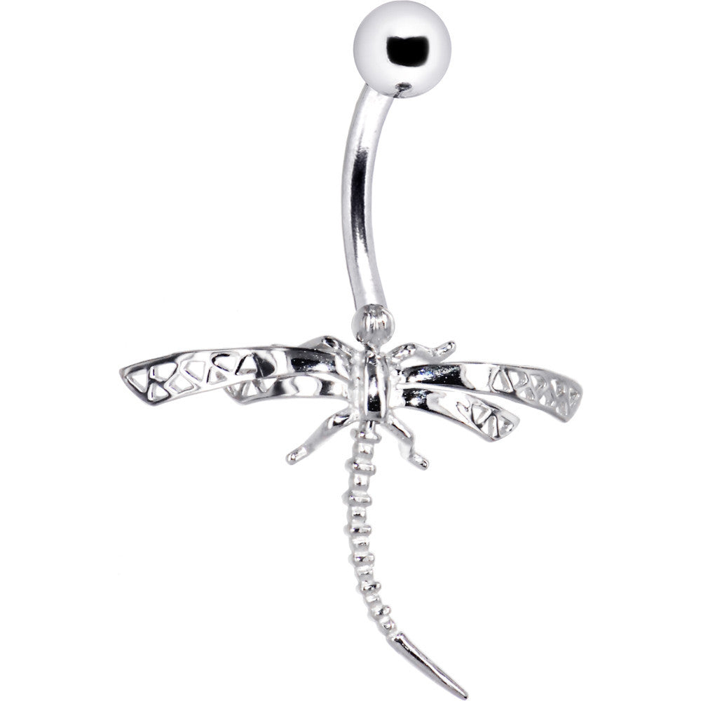 16G Solid 14K White Gold Dragonfly Belly Ring