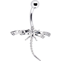 16G Solid 14K White Gold Dragonfly Belly Ring