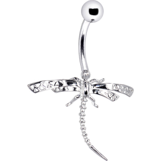16G Solid 14K White Gold Dragonfly Belly Ring