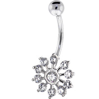 16G Solid 14K White Gold Cubic Zirconia PEACOCK Belly Ring