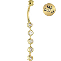 16G Solid 14K Yellow Gold Paragon Cubic Zirconia Drop Belly Ring