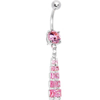 Passion Pink GRADUATED SQUARE DROP Belly Ring
