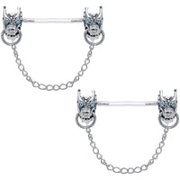 Aqua Gem Sterling Invisible Bioplast Demon Nipple Shield Set