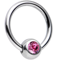 16G 5/16 Rose BCR Captive Ring Created with Crystals