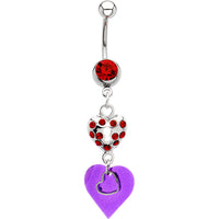 Light Siam Cubic Zirconia Heart Collage Belly Ring
