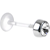 16G 3/8 Clear CZ Bioplast Tragus Labret Monroe