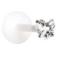 16 G 3/8 Clear 3mm CZ Heart Labret Monroe