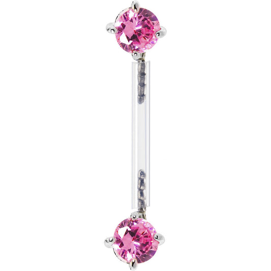 Pink Cubic Zirconia Bioplast Intimate Piercing