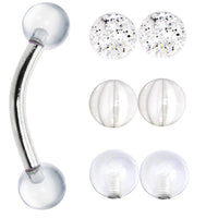 16G Clear Ball 4 Pair Interchangeable Eyebrow Pack Set