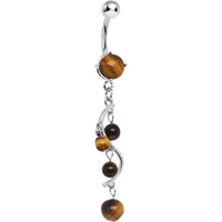 Semi Precious Tiger Eye Stone Vine Dangle Belly Ring