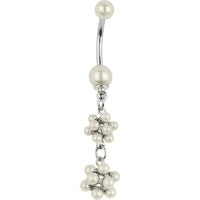 Cream Duality Dapper Drop Faux Pearl Belly Ring
