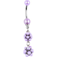 Purple Duality Dapper Drop Faux Pearl Belly Ring