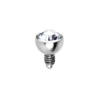 Grade 23 Solid Titanium Internally Threaded Clear Gem 3MM Dermal Ball Top