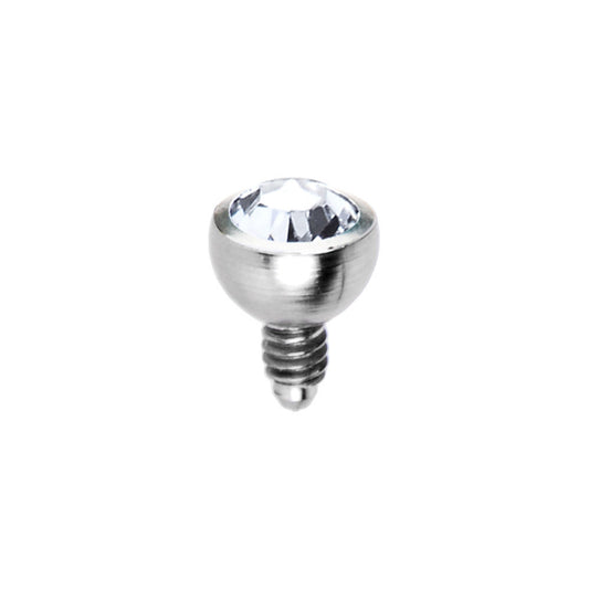 Grade 23 Solid Titanium Internally Threaded Clear Gem 3MM Dermal Ball Top