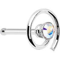 Sterling Silver Swirl Aurora Nose Bone Created with Crystals