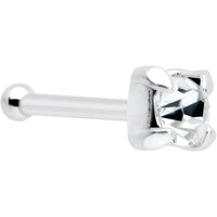 Sterling Silver 2mm Clear Nose Bone Created with Crystals