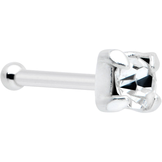 Sterling Silver 2mm Clear Nose Bone Created with Crystals