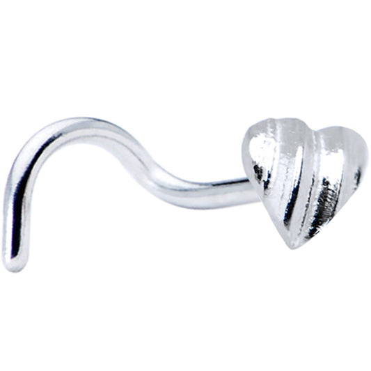 Sterling Silver Striped Heart Nose Ring