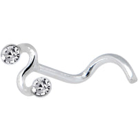 925 Silver Squiggle Clear Nose Ring Created with Crystals
